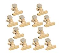 Abaodam 12 Clips Magnéticos Dorados para Soporte de Tarjetas y Porta Postales con Acero Inoxidable y Diseño Elegante, Ideales para Exhibiciones en Oficina y Galerías