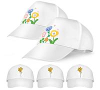 Abaodam 12 Gorras de Béisbol Lisas, Algodón Puro, Color Blanco, ala Plana, Gorra de Béisbol para Pintar DIY, Actividades al Aire Libre y Clases de Arte Infantiles