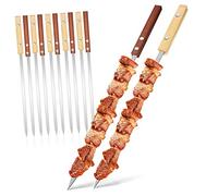 Abaodam 12 Piezas palo de barbacoa palos Brochetas para asar a Kabobs A interrogatorio brocheta de kabab brochetas de barbacoa kebab brocheta de kebab Acero inoxidable