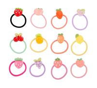 Abaodam 12pares Bandas Cabello de Frutas para Niñas Banda de Cuentas de Fresa Joyería de Cuerda para Accesorios de Jardín de Infantes Color Gelatina
