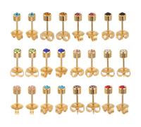 Abaodam 12pares Pendientes de Gemas de Imitación Pequeños Pendientes de Botón para Mujer Planos de Presión para Perforación de Orejas Joyas Orejas Sencillos Obsequio para Damas