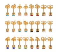 Abaodam 12pares Pendientes de Gemas de Imitación Sencillos para Mujer Pendientes de Botón Planos de Presión Joyas Orejas Obsequio para Mujeres y Damas para Uso Diario