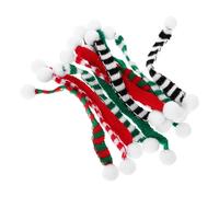 Abaodam 12piezas Mini Bufanda Adornada Navideña De Punto Rayas Juguetes para Muñecas Pequeñas Ropa para Mascotas Gatos Perros Decoración Navideña para Casa De Muñecas Manualidades