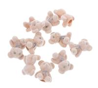 Abaodam 15 Mini Ositos Aterciopelados Agujero para Manualidades Decoración Shower y Bodas Figuras Pequeñas de Oso para Llaveros Accesorios DIY en Color Leche Pack de 15 Unidades