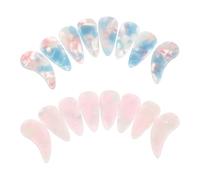 Abaodam 16 Púas para Guzheng Grandes Doble Cara Diseño Curvo Resina Gruesa Colores Flor de Polen y Azul Protectores de Dedos para Principiantes y Profesionales Adecuado para Práctica