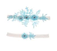 Abaodam 2 Bandas de Encaje Azul para Novia Liga de Boda de Gem as de Imitaci n Liga de Boda de Accesorios Perfectos para Fiesta y Prom