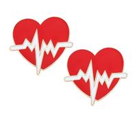 Abaodam 2 Broches de Aleación Diseño de Electrocardiograma Forma de Corazón Rojo Pin para Solapa Médico Decorativo Broches Creativos para Ropa y Mochila Adecuado para Estudiantes y