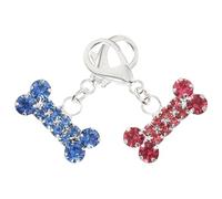 Abaodam 2 Colgantes para Collar de Mascota Diseño de Hueso Pedrería Brillante Aleación Resistente Decoración para Perros y Gatos Colores Rosa y Azul