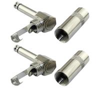 Abaodam 2 Conectores de Codo Mono Niquelados de 6,35 MM para Guitarra Eléctrica, Aleación de Zinc, Fácil Instalación y Larga Duración para Amplificador y Micrófono