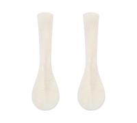 Abaodam 2 Cucharas de Postre de Concha Beige Mango Ergonómico y Bordes Redondeados para Comer Yogur y Pasteles en Casa, Pack de 2 Piezas Seguras Boca