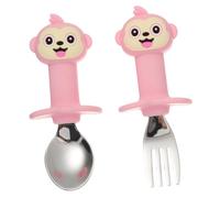 Abaodam 2 Juegos 2 Piezas Tenedor Cuchara Utensilios Para Niños Cuchara Para Comer Infantil Cucharas y Tenedores Para Bebés Gel Sílice Niño Pequeño Alimentar Rosa Cuchara Práctica