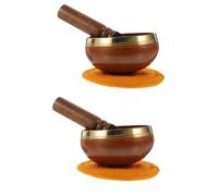 Abaodam 2 Juegos Cuenco de sonido de cuencos de yoga tazón de de yoga cuenco trifle bowl Decoración cuenco metalico cuenco de decorativo Madera Orange