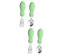 Abaodam 2 Juegos De Cuchara De Comida De Entrenamiento Tenedor De Mango Vajilla De Entrenamiento Infantil Utensilios Para Bebés Vajilla De Entrenamiento Infantil Cuchara De