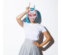 Abaodam 2 Máscaras Japonesas de Kitsune para Halloween, Cosplay de Anime, Media Cara