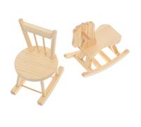 Abaodam 2 Mecedoras Infantiles En Miniatura De Madera Beige