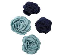 Abaodam 2 Pares de Adornos para Zapatos de Tela, Flores de 6 Cm Borde Quemado, Color Azul Marino y Verde Azul Nilo, Accesorios Decorativos para Ropa y Calzado, Ideales para Bodas y