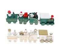 Abaodam 2 Piezas Adorno Tren de Madera Navideño Decoración de Escritorio con Muñeco Diseño Ecológico y Desmontable para Festivo
