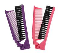 Abaodam 2 Piezas Cepillo de Pelo Plegable de Bolsillo, Pequeño y Portátil | PP y Abs, Dientes Dobles, Fácil de Limpiar, Desenreda Suavidad, para Uso Doméstico y Viaje
