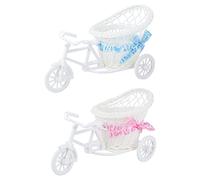 Abaodam 2 Piezas Cesta De Adorno De Triciclo Hecho Mano De Ratán Para Decoración De Bodas Adornos Artesanales De Ratán Para Bicicleta Para Escenarios De Fiesta