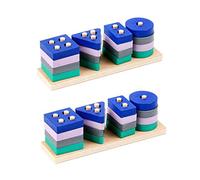 Abaodam 2 piezas de tablero de inteligencia geométrica creativa columna de aprendizaje temprano para formas atractivas rompecabezas para educación preescolar y desarrollo de habilidades