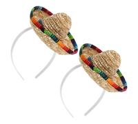 Abaodam 2 Piezas Diadema de Sombrero Mexicano de Paja Mini 16 CM 2 Unidades para Fiesta Cinco de Mayo y Luau, Accesorios Fotográficos Temáticos, Diadema Ligera y Cómoda Adultos