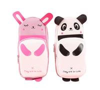 Abaodam 2 Piezas Estuche para Lápices Rosa Diseño Panda y Conejo | Pu Leather, Multi-pocket Design, Útil para Organizar Lápices y Bolígrafos