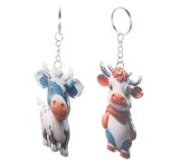 Abaodam 2 Piezas Llavero de Vaca Tierras Altas Acrílico Colgante Diseño Adorable Regalo Duradero para Cumpleaños y Navidad