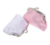 Abaodam 2 Piezas Monedero de Lentejuelas para Niñas Cierre Beso Fácil Diseño Brillante Ligero y Compacto Regalo Cumpleaños y Fiesta Rosa y Plata