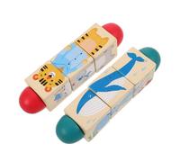 Abaodam 2 Piezas Montessori Wooden Puzzle For Babies Educational Animal Rotating Spin Toy with Handheld Blocks Early Learning Puzzle Enhancing Motor Skills and Cognitive Development
