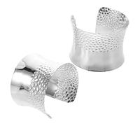 Abaodam 2 Piezas Pulsera de Puño Martillada Ancha para Mujer, Brazalete de Metal Abierto en Forma de C, 2 Piezas Plateadas, Pulseras Gruesas y Ligeras para Uso Diario y Estilo Punk