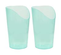Abaodam 2 Piezas Vaso Antiderrames 250ml Plástico Transparente | Tapa Segura, Base Estanca, Diseño Angulado, Asa Ergonómica, Uso Asistido Junto a Cama