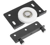 Abaodam 2 Poleas Guía para Puertas Correderas de Vidrio, Rodillos de Metal Rodamientos, Carga Fuerte y Deslizamiento Silencioso para Armarios y Muebles, Color Negro, 2 Piezas