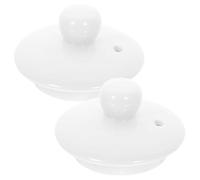 Abaodam 2 Tapas de Cerámica de Color Claro para Tetera y Taza de Té, Repuesto Decorativo Redondo, Cubierta Resistente y Ajustable para Mantener Aroma y Sabor, Accesorio Cocina Hogar