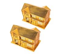 Abaodam 2 Villas de Lujo Doradas de Plástico para Rituales Funerarios, Suministros para Culto Ancestral y Ofrendas Conmemorativas en Festival Qingming, Decoración Tradicional