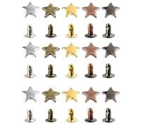 Abaodam 200 Juegos Remaches de Estrella Metálicos para Artesanía en Cuero, 5 Colores 40 Unidades Cada Uno, Accesorios Duraderos para Bricolaje y Reparación de Ropa