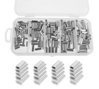Abaodam 200 Piezas Engarces de Línea de Pesca de Aluminio Plata, Manguitos de Crimpado Compactos y Resistentes, Impermeables para Aparejos en Agua Dulce y Salada