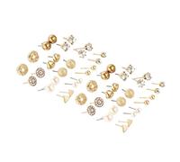 Abaodam 24 Pares Pendientes Elegantes de Aleación y Cristal Pendientes de Moda Dorados para Bisutería Mujer para Fiestas y Eventos Especiales