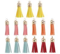 Abaodam 25 Piezas de Colgantes de Borlas de Cuero para Bricolaje, Surtido de 5 Colores (amarillo, Rojo, Azul Lago, Rosa, Naranja), Accesorios Manuales para Decoración de Color Aleatorio
