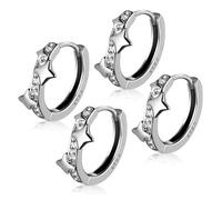 Abaodam 2pares Pendientes Sencillos de Estrella Aros Pequeños de Cuatro Puntas para Mujer Pendientes de Aro de Joyería para Uso Diario y Ocasiones Especiales