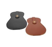 Abaodam 2piezas Bolsa para Púas de Guitarra de Cuero Sintético Ranuras Organizador para Guardar Púas de Guitarra para Entusiastas Música Negro y Marrón