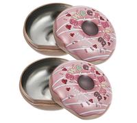 Abaodam 2piezas Cajas De De Hojalata Forma De Donut Elegantes Recipientes Vacíos Bodas y Cumpleaños