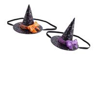 Abaodam 2Piezas Diademas de Sombrero de Bruja para Halloween Accesorios de Fiesta Diademas de Cosplay para Adultos con Lentejuelas y Lazo para Celebraciones de Halloween