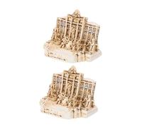 Abaodam 2piezas Miniaturas Fuente De Trevi y Iglesia Resina Decoración De Escritorio y Estantería Recuerdos De Viaje De Artesanía De Arquitectura Romana