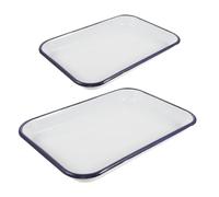 Abaodam 2piezas Rectangular Enamel Baking Tray No Adherente para Hornear Asar y Servir la Cocina y Lavavajillas Seguro Alta Resistencia al Calor para Hornos y Pizza
