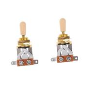 Abaodam 2piezas Selector De Pastillas Eléctrico Vías Cabezal Dorado y Tapa Amarilla Interruptor Sin Ruido Para Guitarra Eléctrica