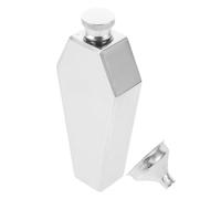 Abaodam 3.5oz Frasco de Bolsillo de Acero Inoxidable con Embudo Petaca con Forma de Ataúd para Licor Diseño Portátil y Prueba de Fugas para Halloween y Actividades al Aire Color Plateado