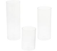 Abaodam 3 Candelabros de Vidrio Cilíndricos para Velas Pilares, Diseño Transparente y Estructura Simple, Resistentes al Viento y Uso Prolongado para Decoración del Hogar