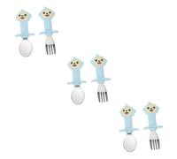 Abaodam 3 Juegos 2 Piezas Tenedor Cuchara Cucharas Tenedores Tenedor De Aprendizaje Cuchara Para Comer Infantil Utensilios De Comedor Para Bebés Cucharas De Bebe Gel De Sílice