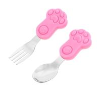 Abaodam 3 Juegos Vajilla Tenedor y Cuchara tenedores infantiles tenedor infantil cucharas de acero inoxidable cuchara de comida para bebe mostrada cuchara tenedor de acero seguro niño rosa