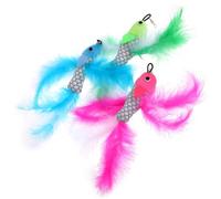 Abaodam 3 Piezas de Accesorio para Palo de Burla para Gatos Cabeza de Pez Volador, Juguete de Gato Interactivo de Peluche Multicolor para Gatitos, Reemplazo para Varita de Color